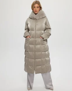 QUILTED PARKA WITH SHEARLING LAMB HOOD TRIM