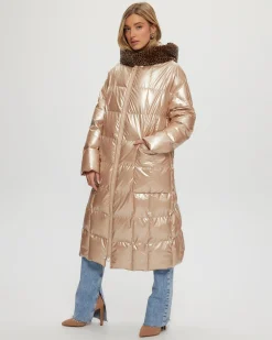 QUILTED PARKA WITH SHEARLING LAMB HOOD TRIM