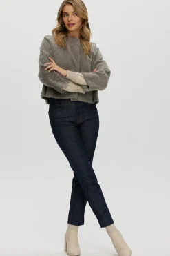 Reversible Collarless New Zealand Shearling Lamb Jacket With 3/4 Sleeves