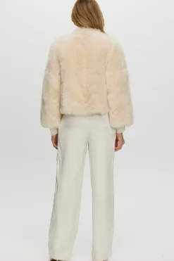 Reversible Collarless Toscana Shearling Lamb Jacket With 3/4 Sleeves