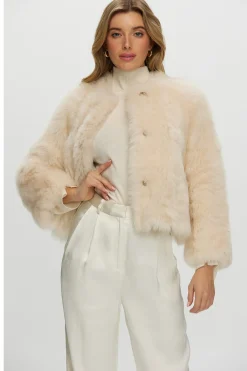 Reversible Collarless Toscana Shearling Lamb Jacket With 3/4 Sleeves