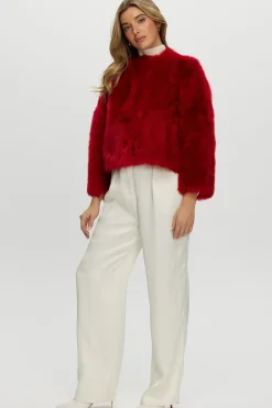 Reversible Collarless Toscana Shearling Lamb Jacket With 3/4 Sleeves