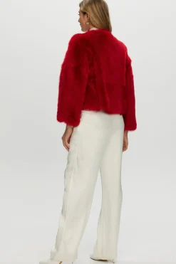 Reversible Collarless Toscana Shearling Lamb Jacket With 3/4 Sleeves