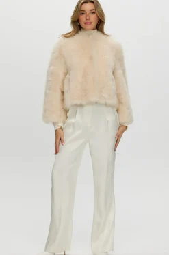 Reversible Collarless Toscana Shearling Lamb Jacket With 3/4 Sleeves