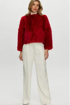 Reversible Collarless Toscana Shearling Lamb Jacket With 3/4 Sleeves