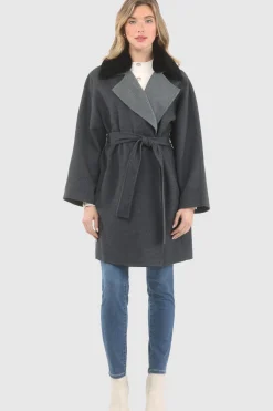 Reversible Loro Piana Wool Stroller With Detachable Select Shearling Lamb Collar, Belt