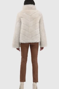 Reversible Merinillo Shearling Lamb Chevron Jacket With Horizontal Bottom