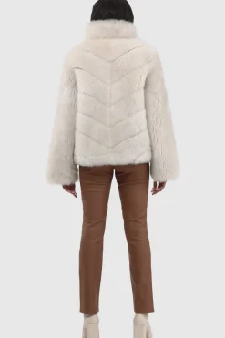 Reversible Merinillo Shearling Lamb Chevron Jacket With Horizontal Bottom