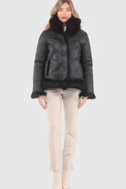 Reversible Merinillo Shearling Lamb Chevron Jacket With Horizontal Bottom