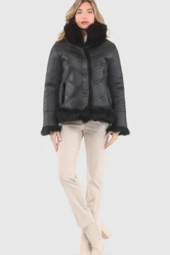 Reversible Merinillo Shearling Lamb Chevron Jacket With Horizontal Bottom