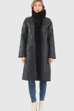 Reversible Merino Shearling Lamb Chevron Short Coat
