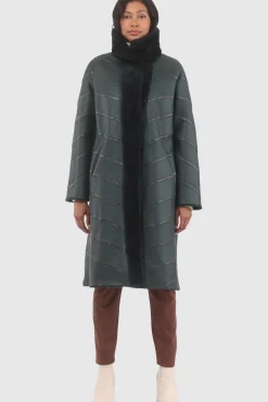 Reversible Merino Shearling Lamb Chevron Short Coat