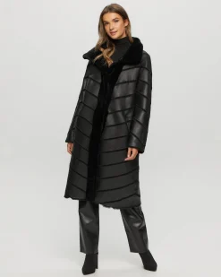 Reversible Merino Shearling Lamb Chevron Short Coat