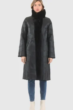 Reversible Merino Shearling Lamb Chevron Short Coat
