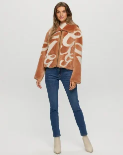 Reversible Merino Shearling Lamb Intarsia Zip Jacket