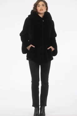 Reversible Merino Shearling Lamb Jacket, Hood