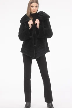 Reversible Merino Shearling Lamb Jacket, Hood