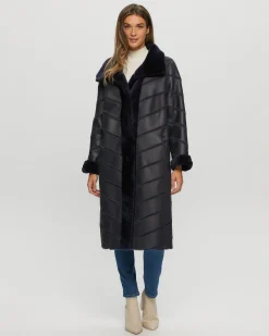 Reversible Merino Shearling Lamb Chevron Short Coat