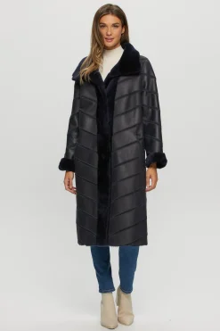 Reversible Merino Shearling Lamb Chevron Short Coat