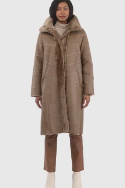 Reversible Merino Shearling Lamb Chevron Short Coat