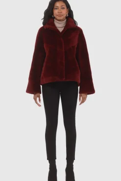 Reversible Merino Shearling Lamb Chevron Jacket With Horizontal Bottom