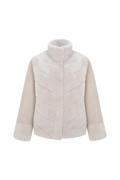 Reversible Merino Shearling Lamb Chevron Jacket With Horizontal Bottom