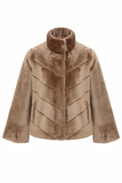 Reversible Merino Shearling Lamb Chevron Jacket With Horizontal Bottom