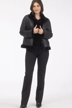 Reversible Merino Shearling Lamb Chevron Jacket With Horizontal Bottom