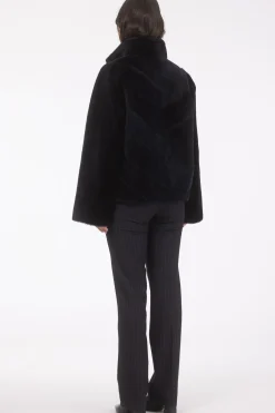 Reversible Merino Shearling Lamb Chevron Jacket With Horizontal Bottom