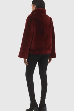 Reversible Merino Shearling Lamb Chevron Jacket With Horizontal Bottom