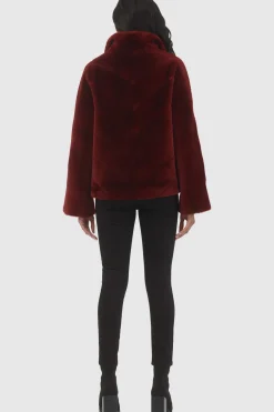 Reversible Merino Shearling Lamb Chevron Jacket With Horizontal Bottom