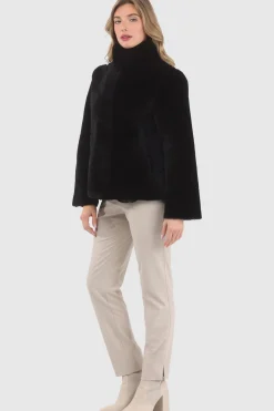 Reversible Merino Shearling Lamb Chevron Jacket With Horizontal Bottom