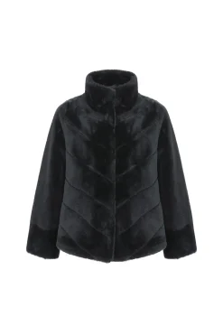 Reversible Merino Shearling Lamb Chevron Jacket With Horizontal Bottom