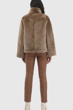 Reversible Merino Shearling Lamb Chevron Jacket With Horizontal Bottom