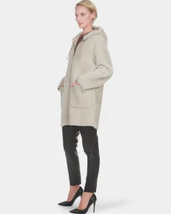Reversible Merino Shearling Lamb Parka With Embellishment