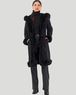 Reversible Select Shearling Lamb Parka With Long Hair Merino Trim And Belt