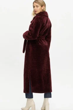 Reversible Select Shearling Lamb Coat With Side Slits And Belt