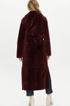 Reversible Select Shearling Lamb Coat With Side Slits And Belt