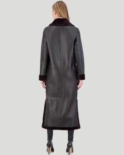 Reversible Select Shearling Lamb Coat With Side Slits And Belt