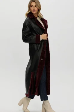 Reversible Select Shearling Lamb Coat With Side Slits And Belt