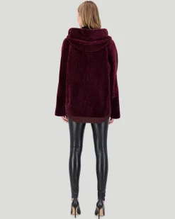 Reversible Select Shearling Lamb Zip Parka With Ribbed Hem