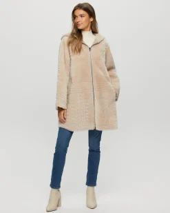 Reversible Select Shearling Lamb Parka With Grooved Pattern