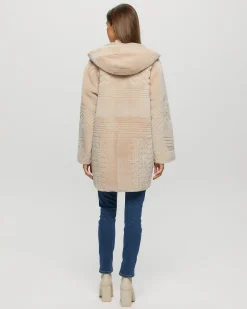 Reversible Select Shearling Lamb Parka With Grooved Pattern