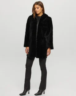 Reversible Select Shearling Lamb Parka With Grooved Pattern