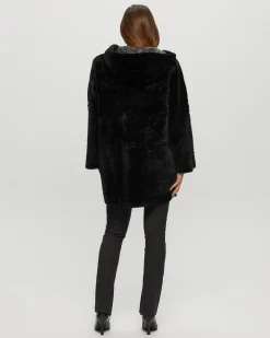 Reversible Select Shearling Lamb Parka With Grooved Pattern