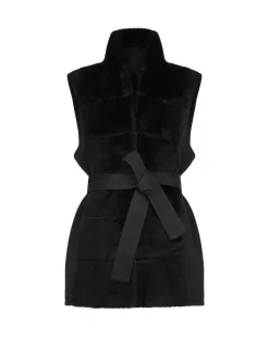 Reversible Select Shearling Lamb Vest With Cashmere & Wool Back And Belt