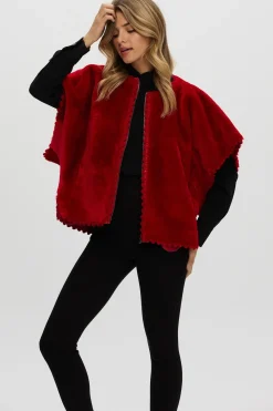 Reversible Select Shearling Lamb Collarless Jacket With Embroidered Trim