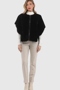 Reversible Select Shearling Lamb Collarless Jacket With Embroidered Trim