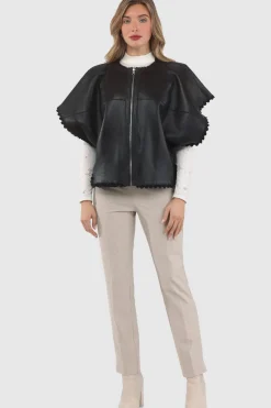 Reversible Select Shearling Lamb Collarless Jacket With Embroidered Trim