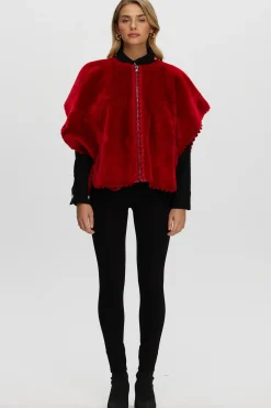 Reversible Select Shearling Lamb Collarless Jacket With Embroidered Trim